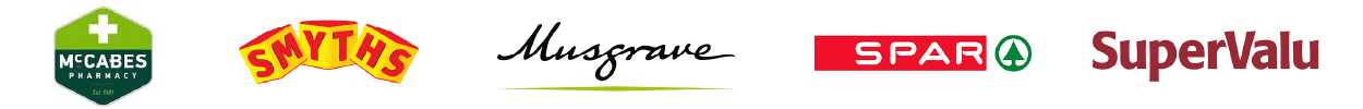 Partner logos - McCabes Pharmacy, Smyths, Musgrave, SPAR, SuperValu